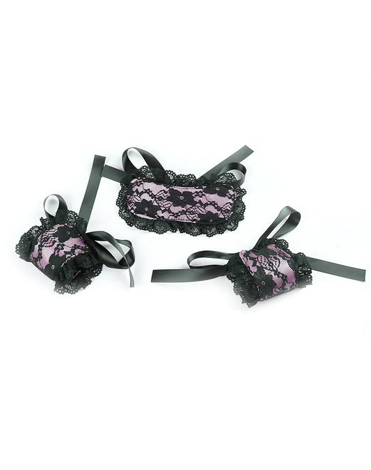 Μαυρο Ροζ σετ με χειροπεδες και μασκα