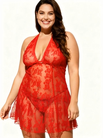 Nora Κοκκινο Νυχτικο Δαντελα